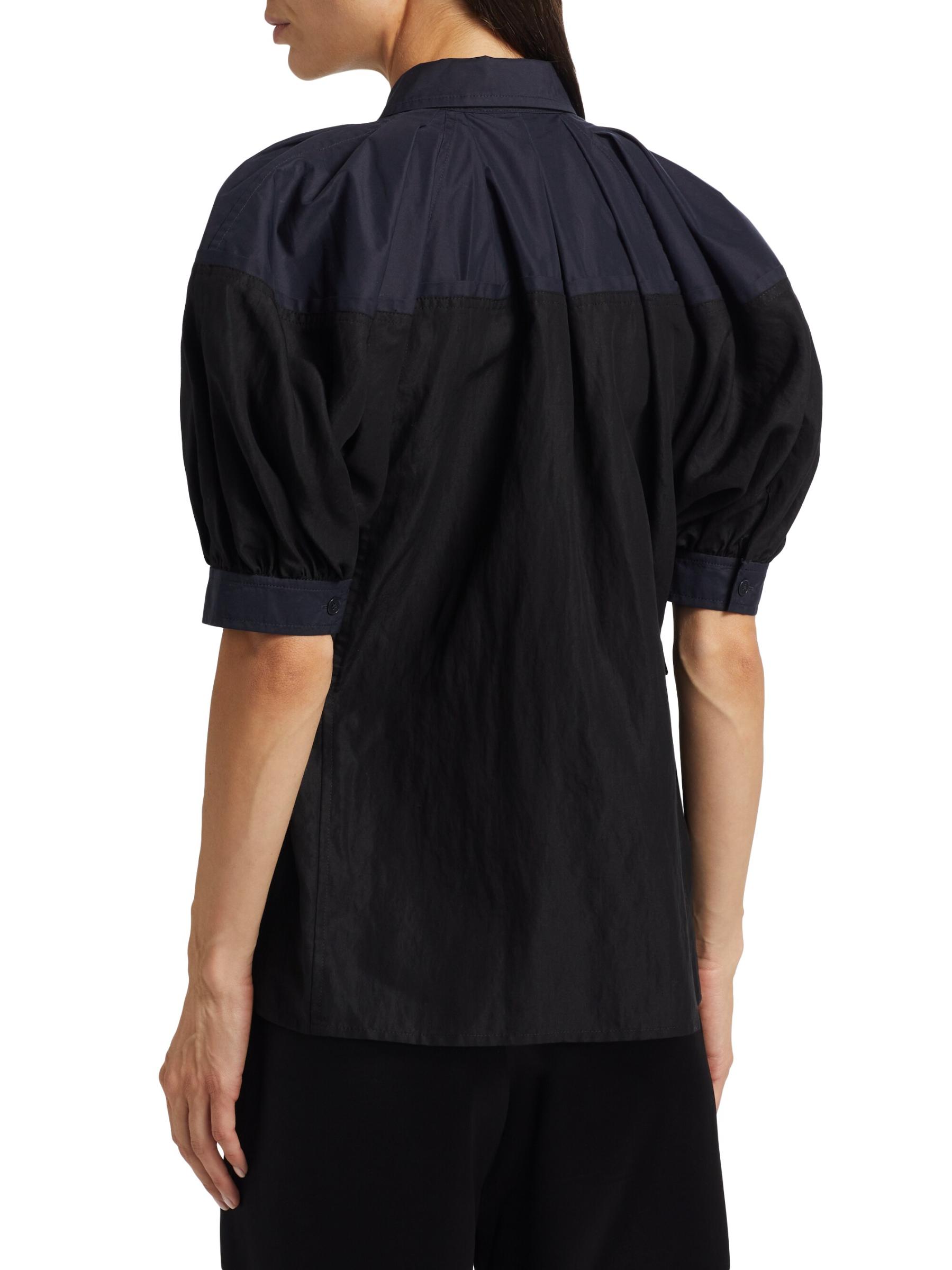 Poplin Balloon-Sleeve Shirt
