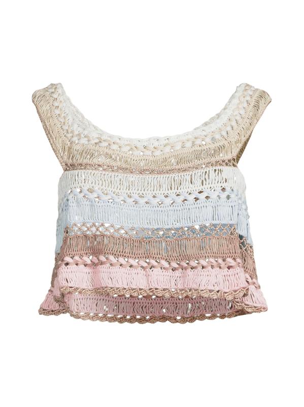 Cleo Crochet-Knit Cotton-Blend Crop Top
