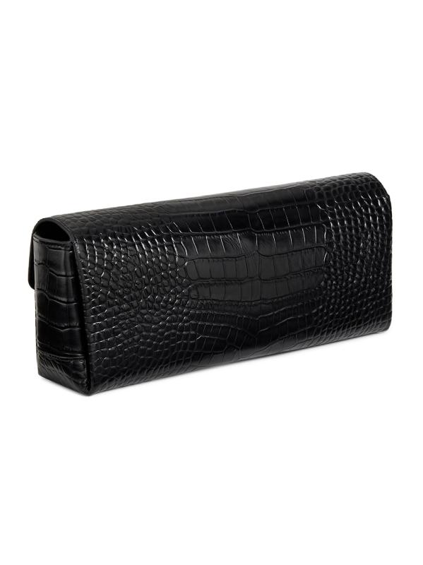 #3: حقيبة تي-كلاتش ناعمة بنقشة جلد التمساح - أسود
