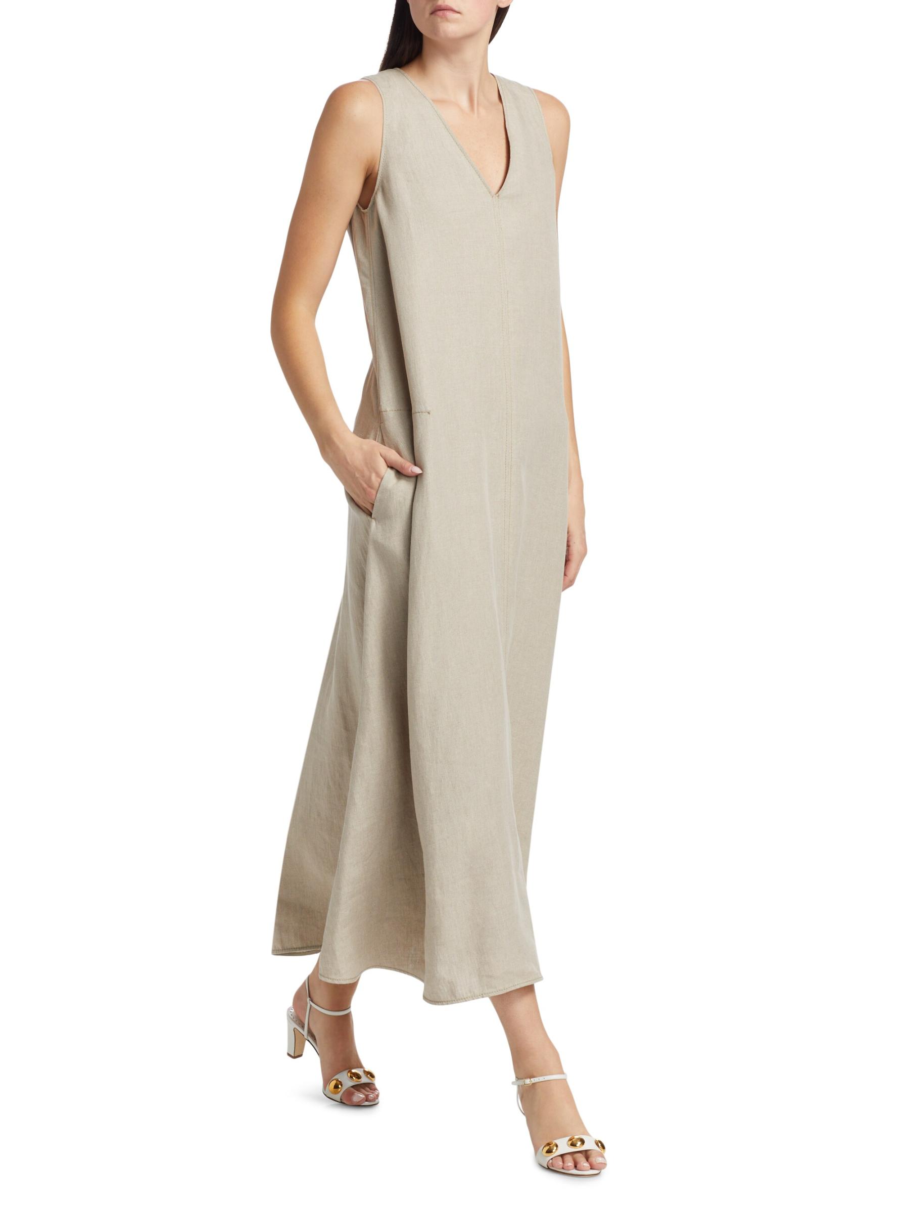 【送料&関税込】Max Mara Flared Linen Dress simeone Flared linen dress, beige | 