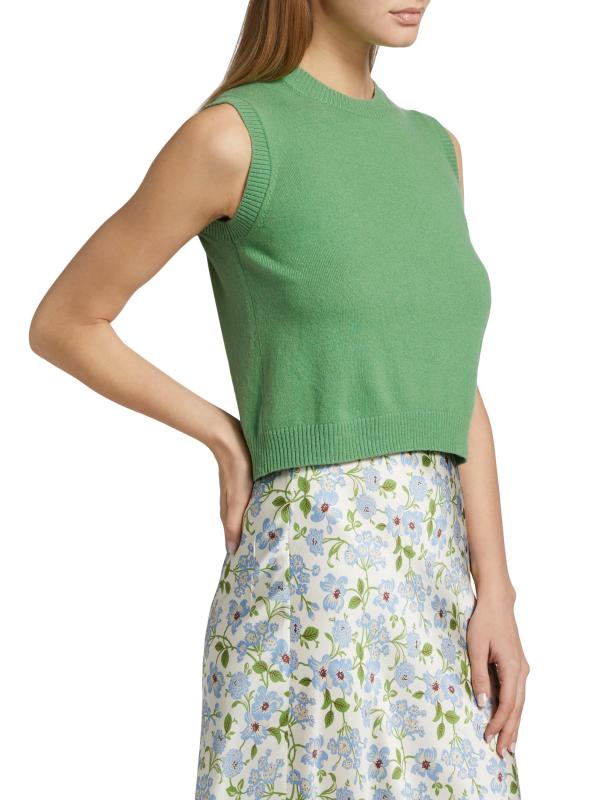 #3: بلوزة لودن من الكشمير برقبة مستديرة بدون أكمام - أخضر كيلي فاتح