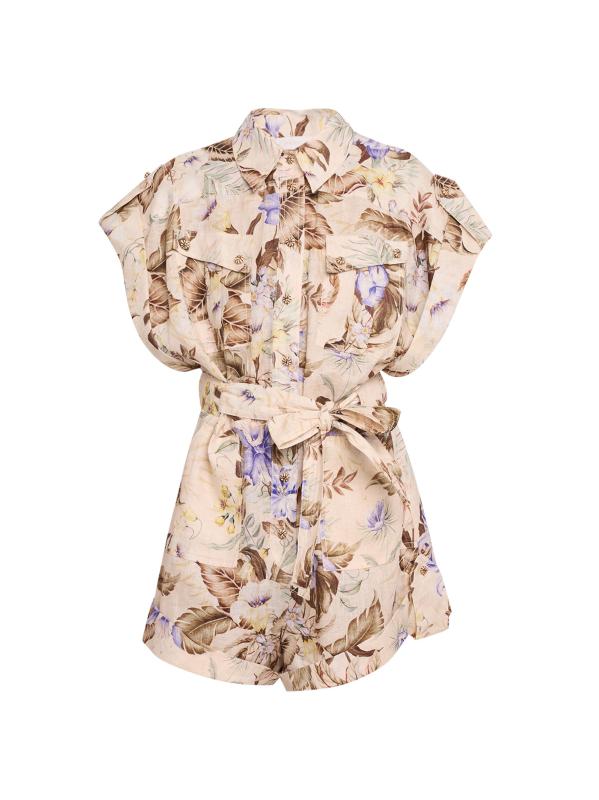 【美品】ZIMMERMANN オールインワンフラワープリントミニドレス 美品】ZIMMERMANN オールインワンフラワープリントミニドレス