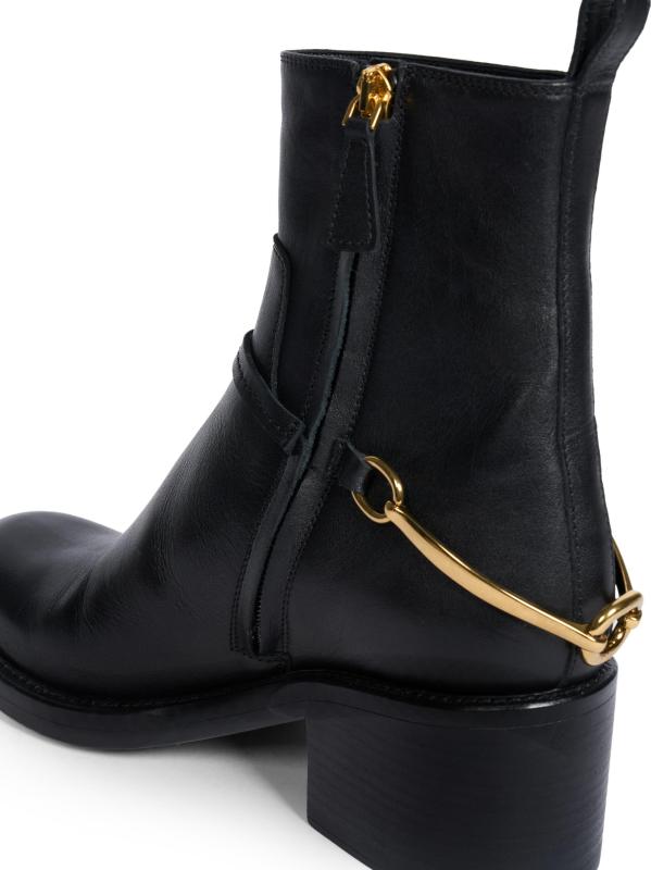 #6: حذاء للكاحل من الجلد بحزام حريري من داكوتا - أسود