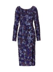 Marchesa Notte - 長袖スパンコールチュールカクテルミディ
