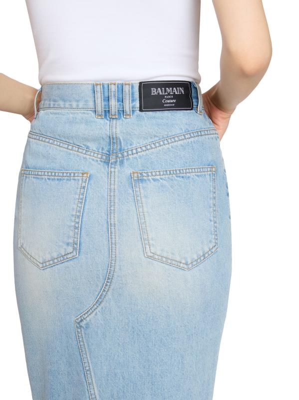 【関税込み】balmain Denim midi skirt Denim midi skirt - Women | BALMAIN