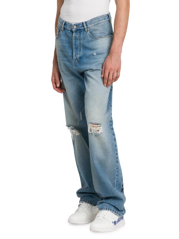 #3: بنطال جينز بساق مستقيمة من سلسلة Monogram - رمادي فاتح