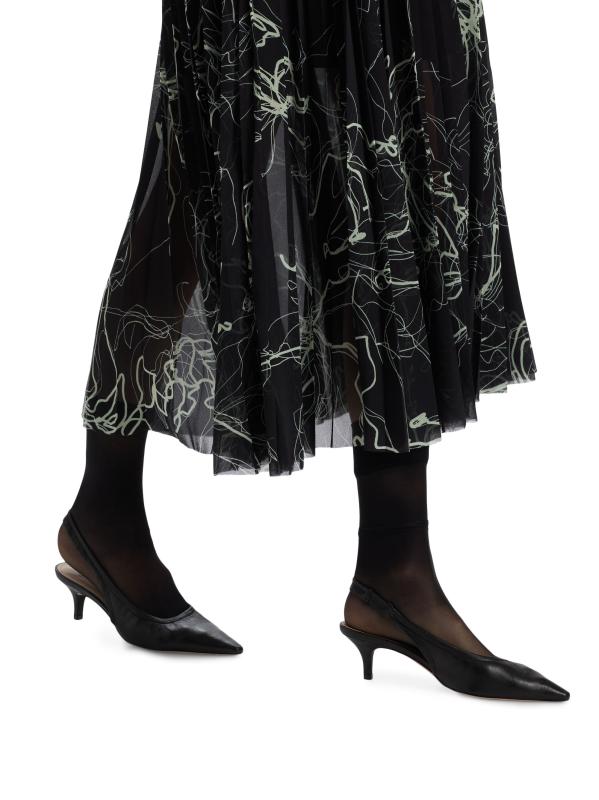 #5: تنورة متوسطة الطول مزينة بطيات مزهّرة من Scribble - ليمونسيلو أسود متعدد