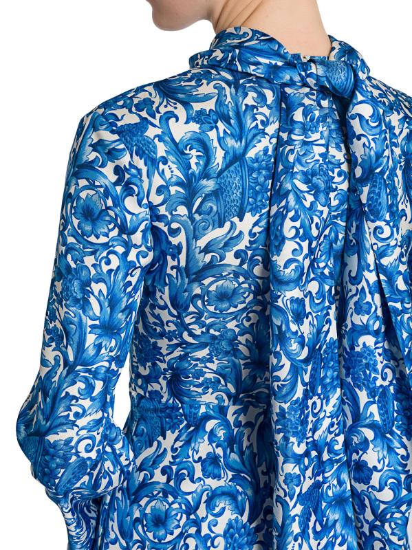 #5: فستان متوسط الطول من الحرير المعقود - أفوريو بلو