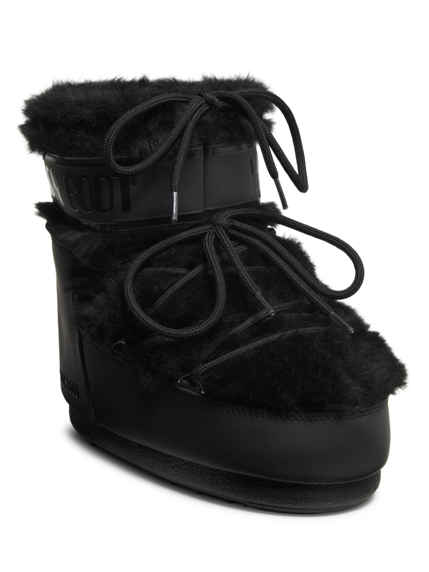 MOON BOOT アイコン ブラック フェイクファー ブーツ ICON BLACK FAUX-FUR BOOTS | Moon Boot®