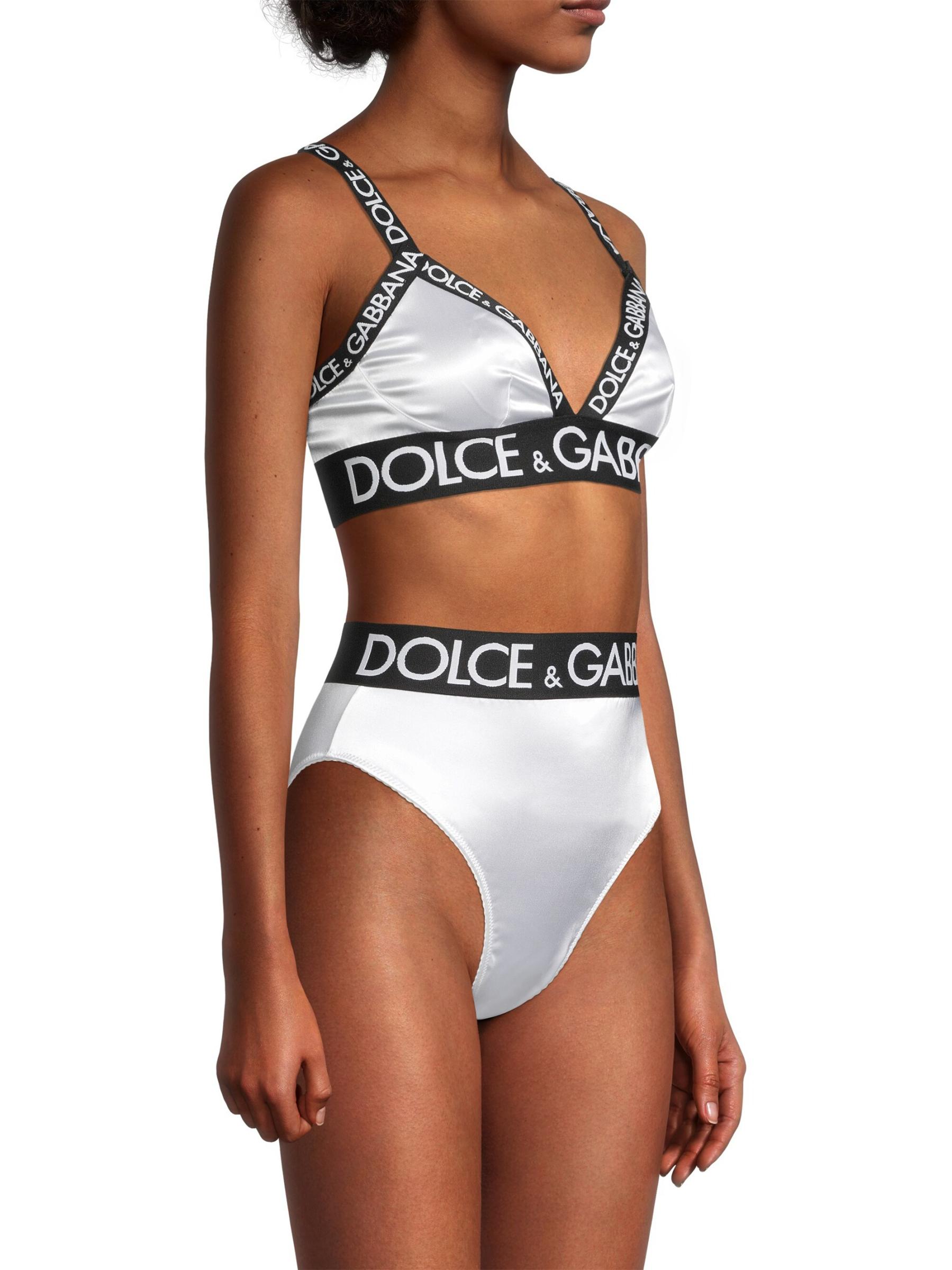 【DOLCE＆GABBANA】ロゴ入り サテン トライアングルブラ DOLCE&GABBANA - サテンロゴ入りトライアングルブラ を