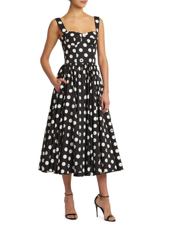 DOLCE & GABBANA★DRESS CARNATION POLKA DOT PRINT FRINGE DOLCE & GABBANA DRESS CARNATION POLKA DOT PRINT FRINGE