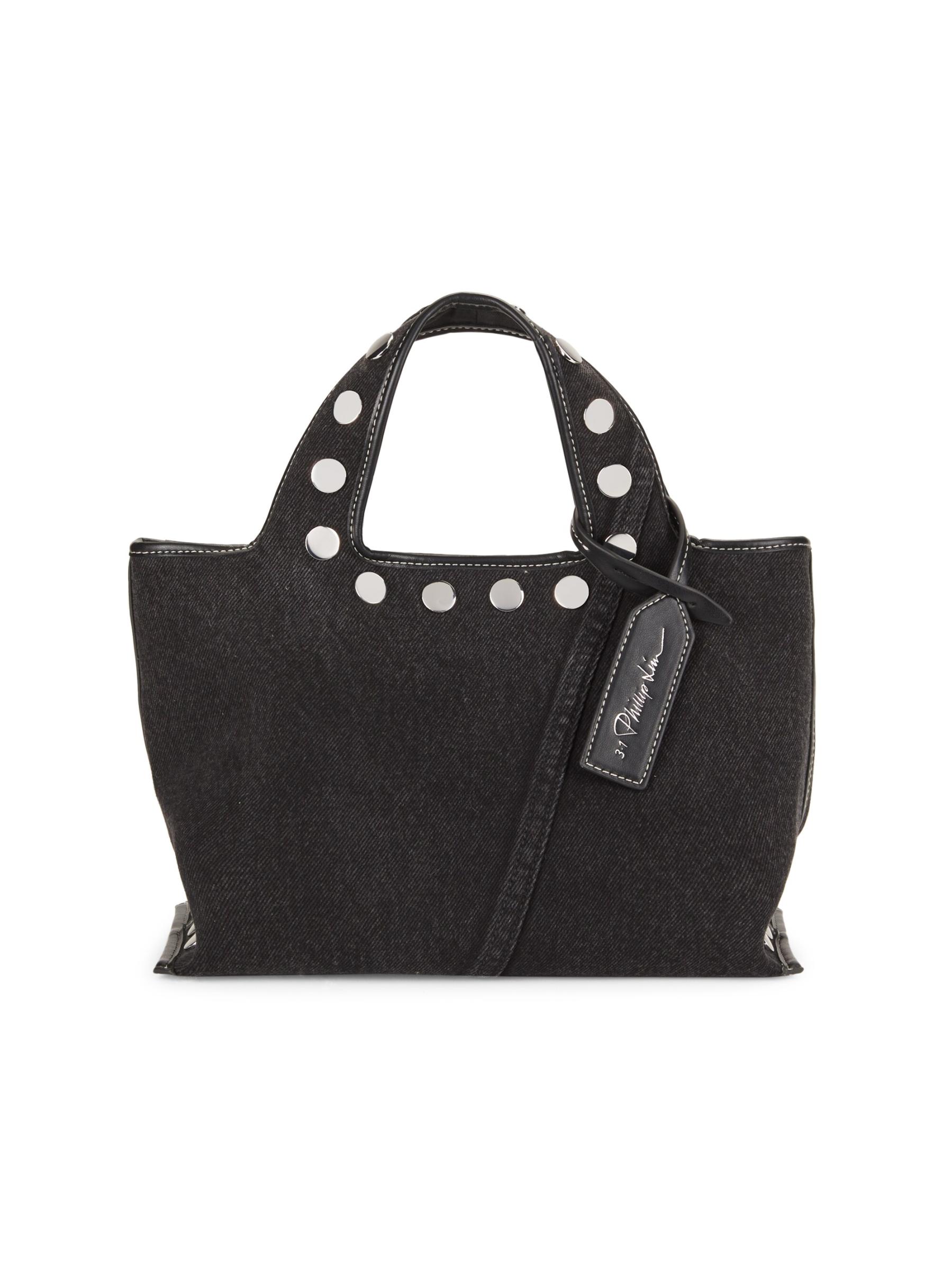 【3.1 Phillip Lim】スタッズ付きデニムミニマーケットトート 3.1 Phillip Lim - ミニマーケット スタッズド デニム トート
