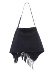 Shop JW Anderson - Scarf Fringed Suede & Leather Shoulder