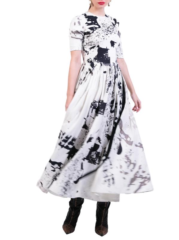 #3: فستان ماكسي من القطن القابل للتمدد بطبعة - متعدد الألوان