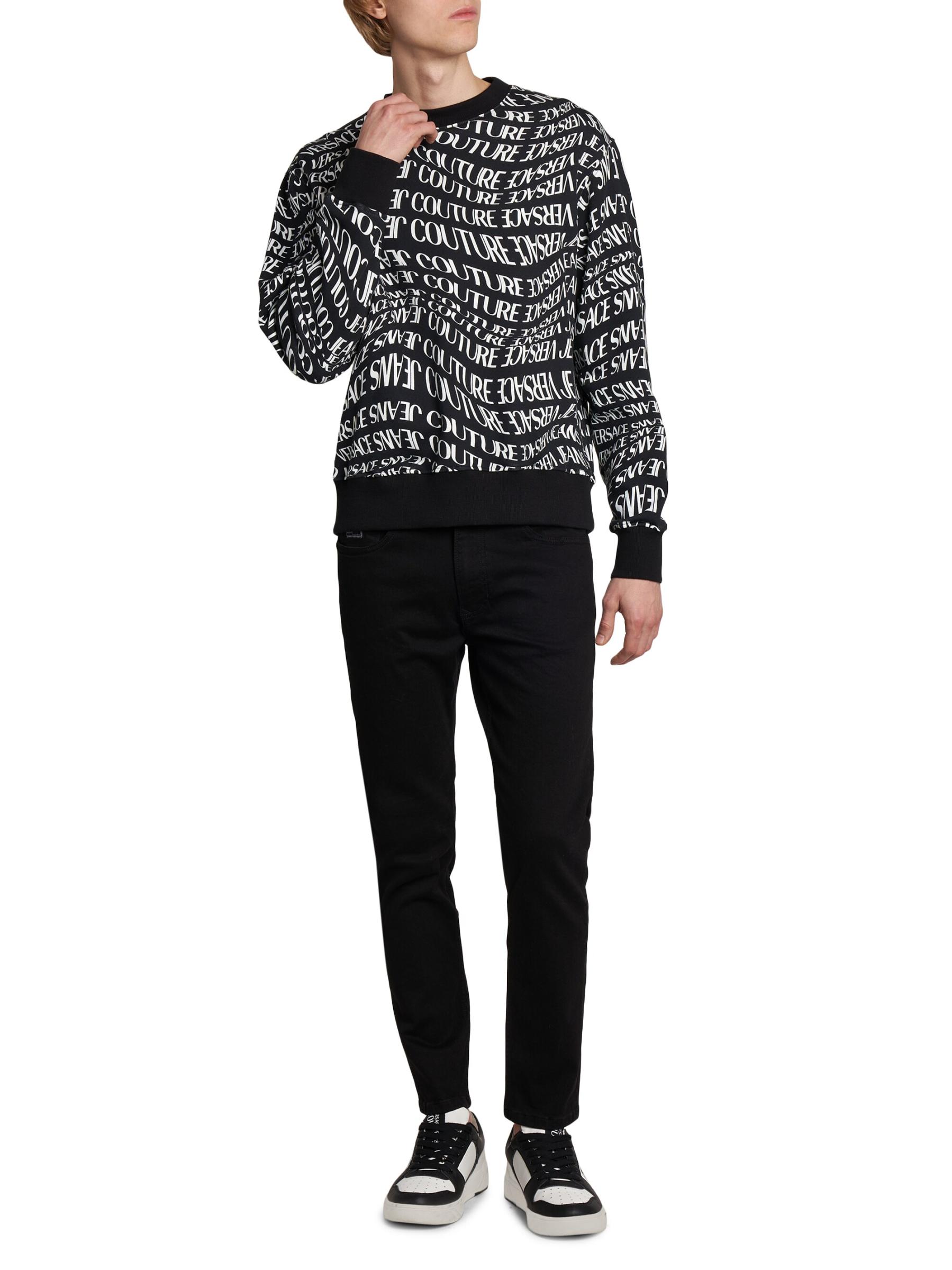 希少【Versace Jeans Couture】スプリットスウェットシャツ レターV エンブレム スウェットシャツ ブラック | VERSACE JP