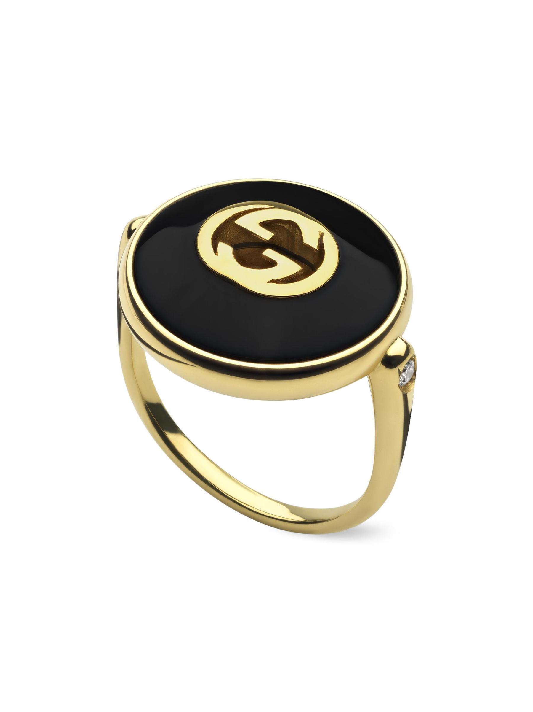 Gucci - インターロッキングG 18Kイエローゴールド、ブラック