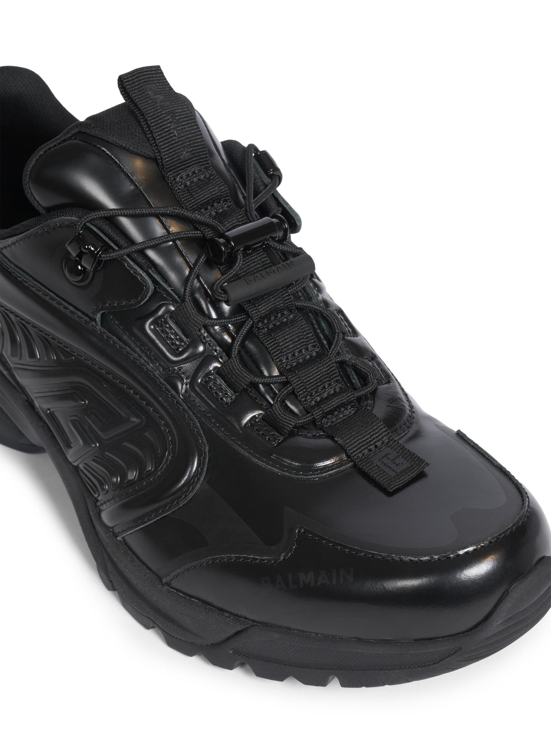 Shop Balmain - Cosmic Dust Faux Glazed Leather Sneakers