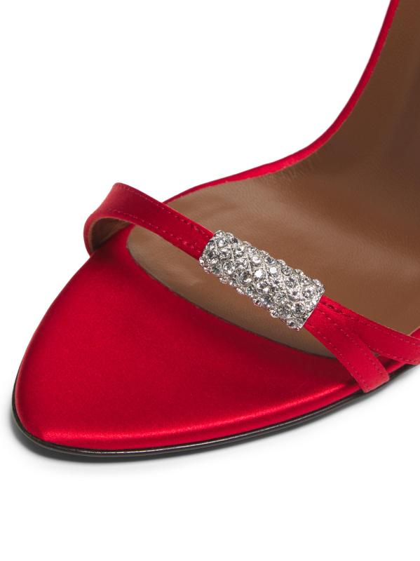 #5: صندل راسو هوت 110 ملم من كريستال سواروفسكي والحرير - أحمر