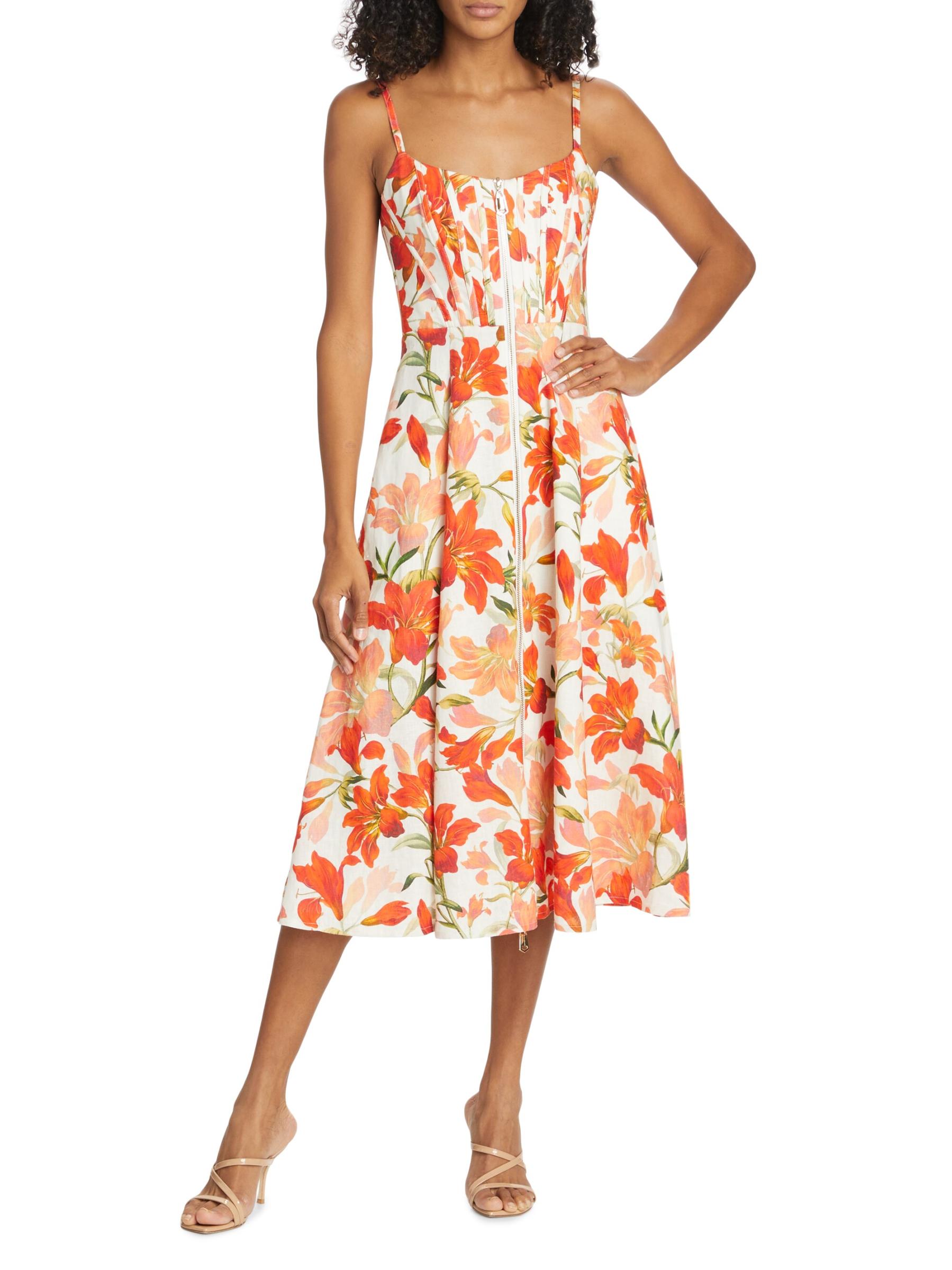 Shop Zimmermann - Tranquility Linen Floral Front-Zip Midi