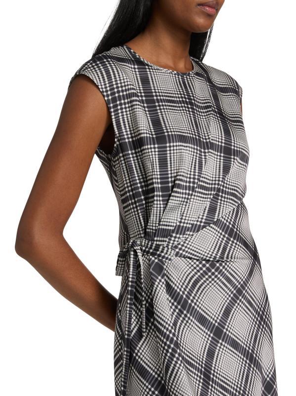 #5: فستان أديليتا تشيك كريب ساتان متوسط الطول - القرش الأسود إكرو