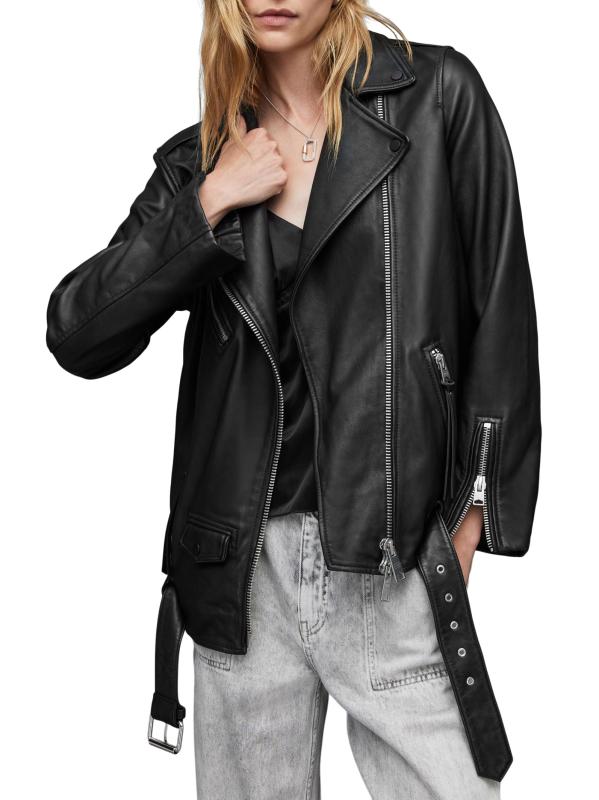 #2: جاكيت بيلي الجلدي المريح لراكبي الدراجات - أسود