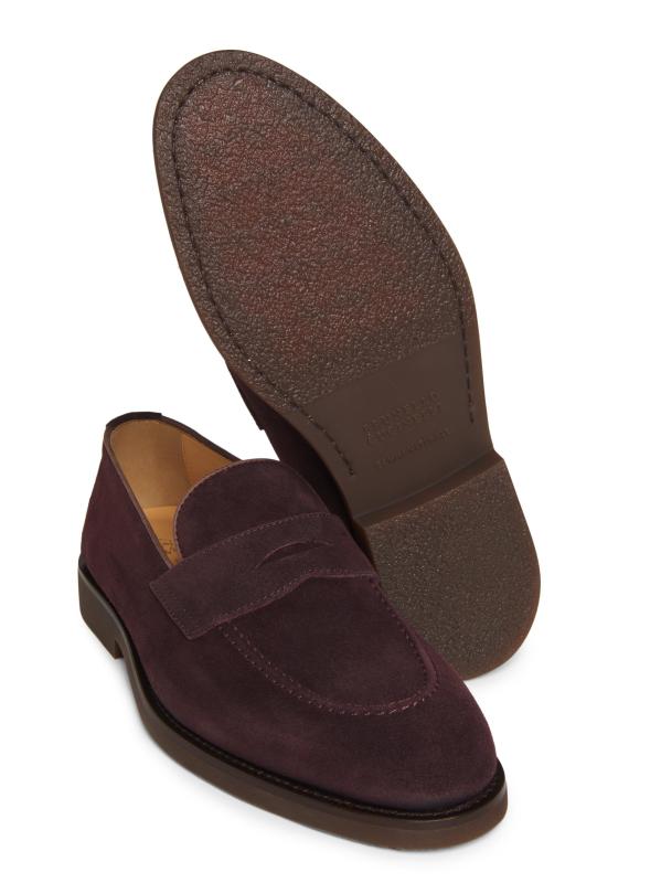 #6: حذاء لوفر من الجلد المدبوغ بخياطة علوية - عنابي اللون