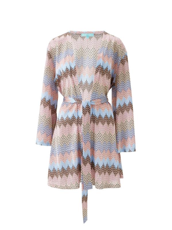 Anna Zigzag Knit Self-Tie Caftan