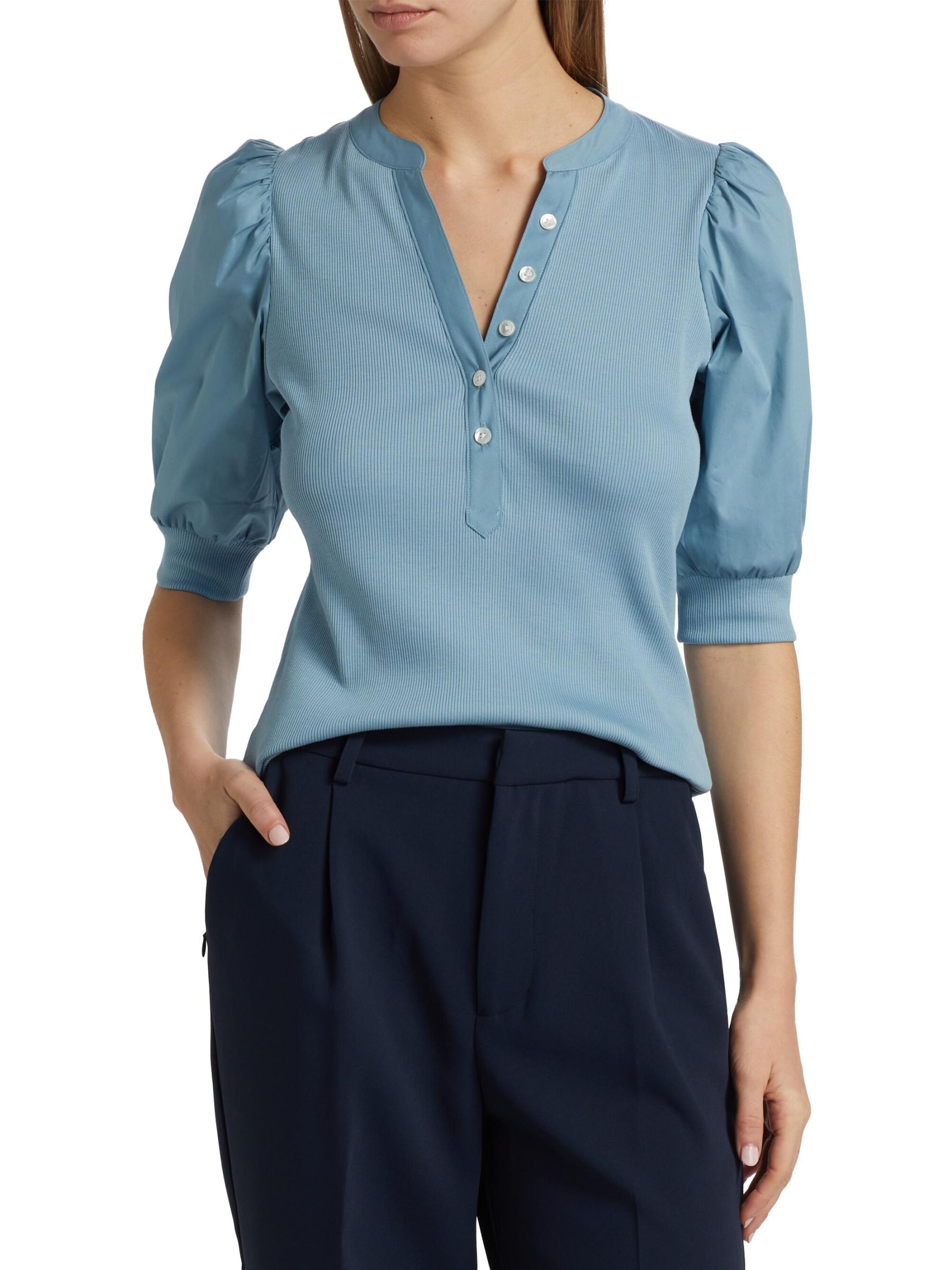 Shop Veronica Beard - Coralee Puff-Sleeve Top | Saks Fifth