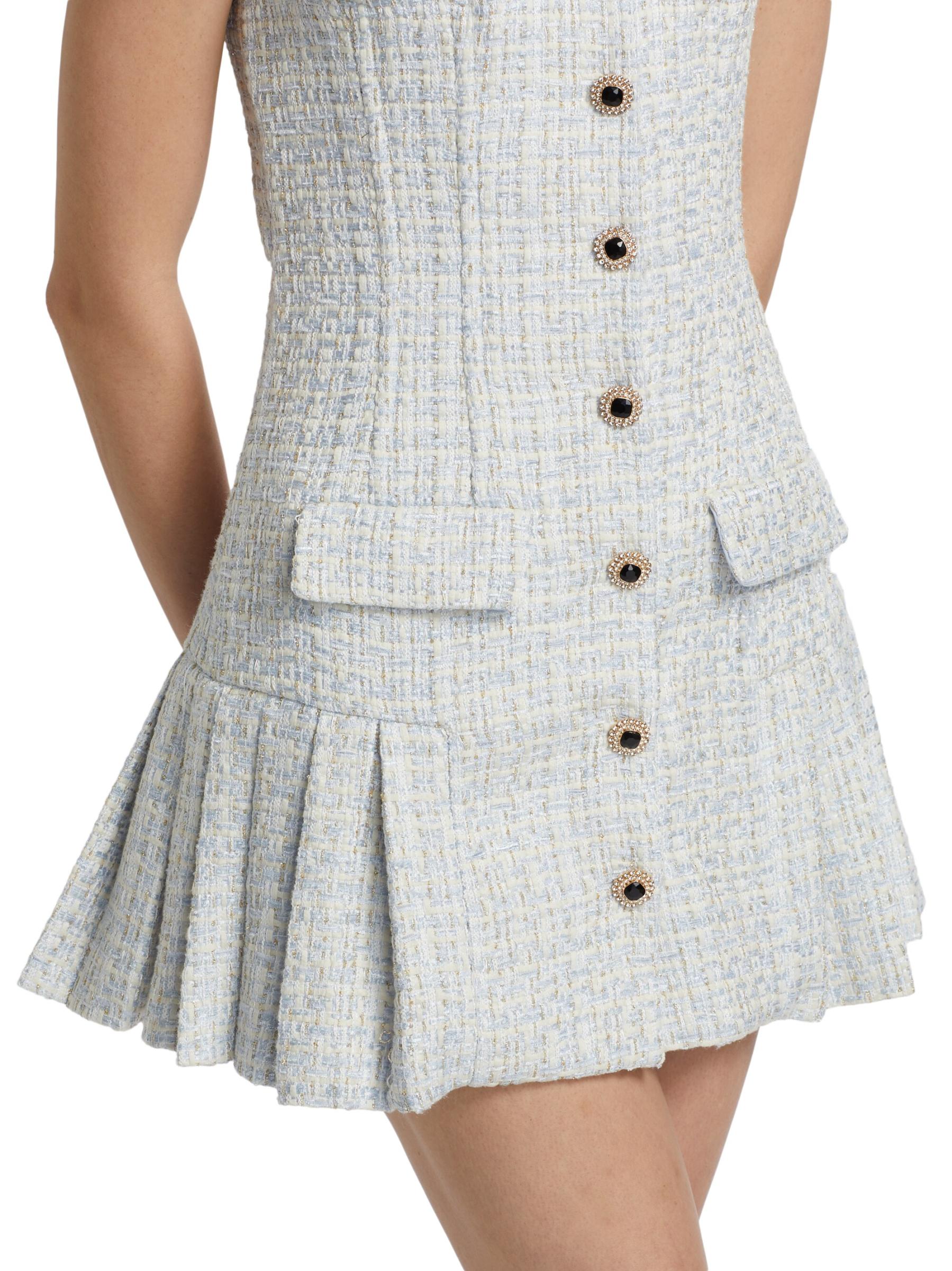 【大人気】SELF PORTRAIT ブークレ ディアマンテボウミニドレス Cream Boucle Diamante Bow Mini Dress – self-portrait-US