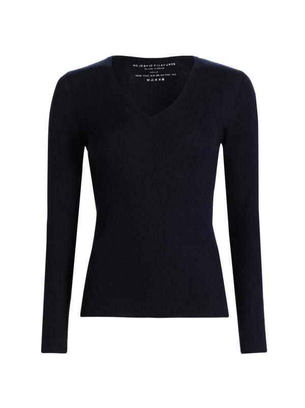 سترة من الكشمير محبوك برقبة على شكل حرف V