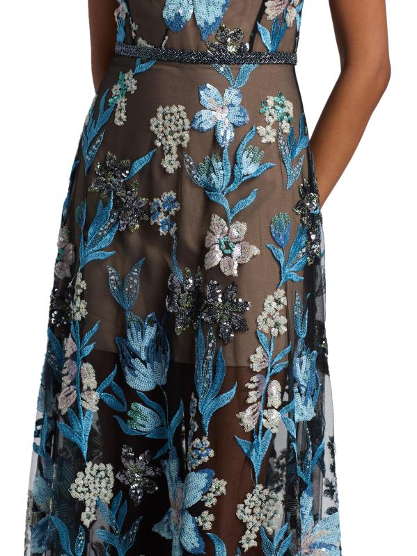 #5: فستان أرييل سيكوين مزين بالأزهار - بلو مالتي