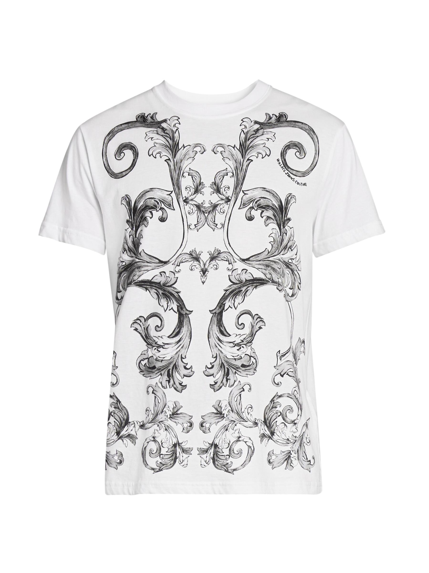 【関税込み】Versace シルバーバロックTシャツ Versace Jeans Couture - バロック・コットンTシャツ を