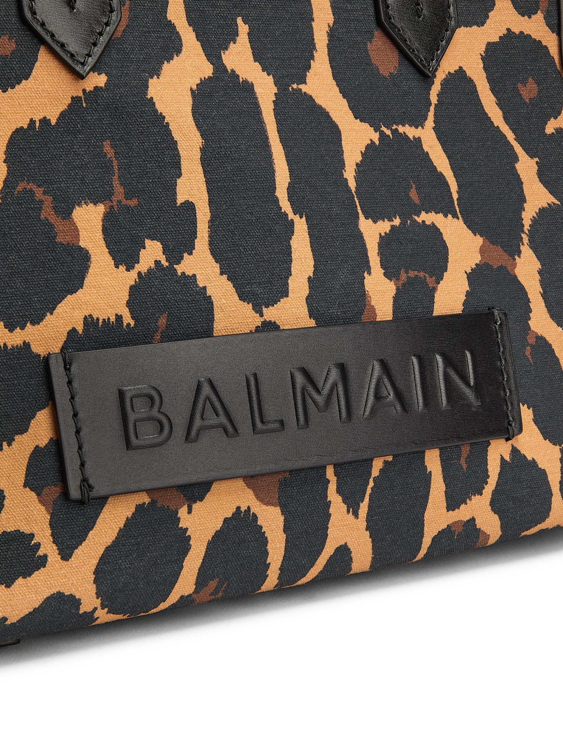 追跡便【BALMAIN】B-Army レオパードプリント トートバッグ B-Army レオパードモチーフプリントキャンバス製 スモール