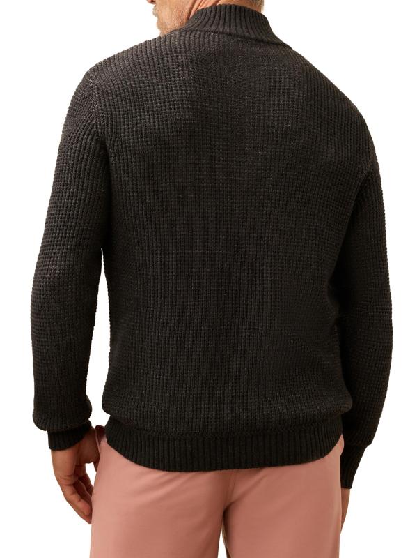 #2: سترة محبوكة بتصميم وافل بفتحة ربع - GRAPHITE NIGHT