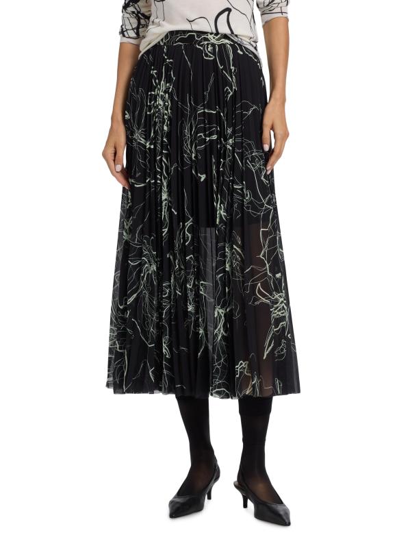 #2: تنورة متوسطة الطول مزينة بطيات مزهّرة من Scribble - ليمونسيلو أسود متعدد