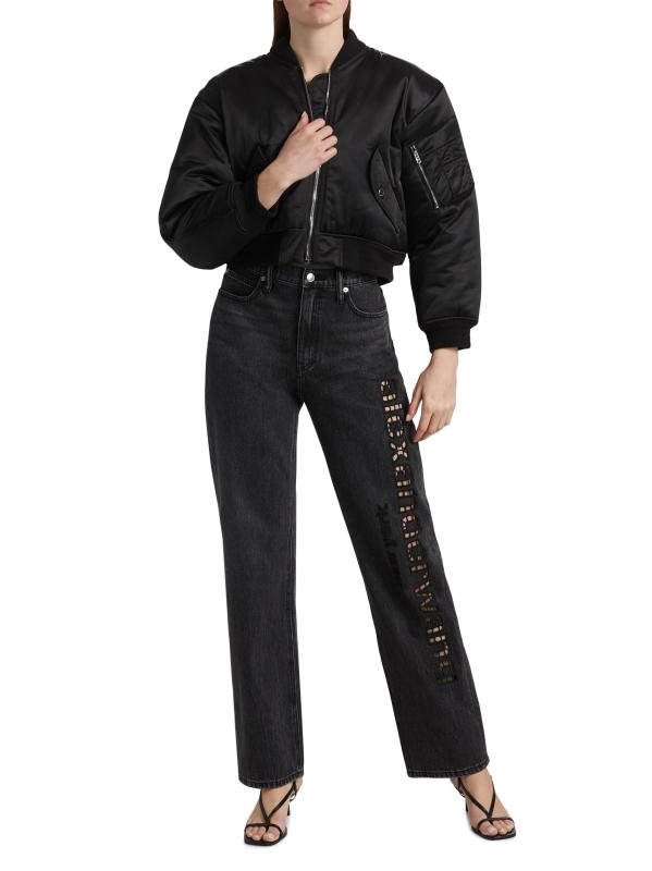 Alexander Wang - シュランクロゴ刺繍ボンバージャケット をオンライン