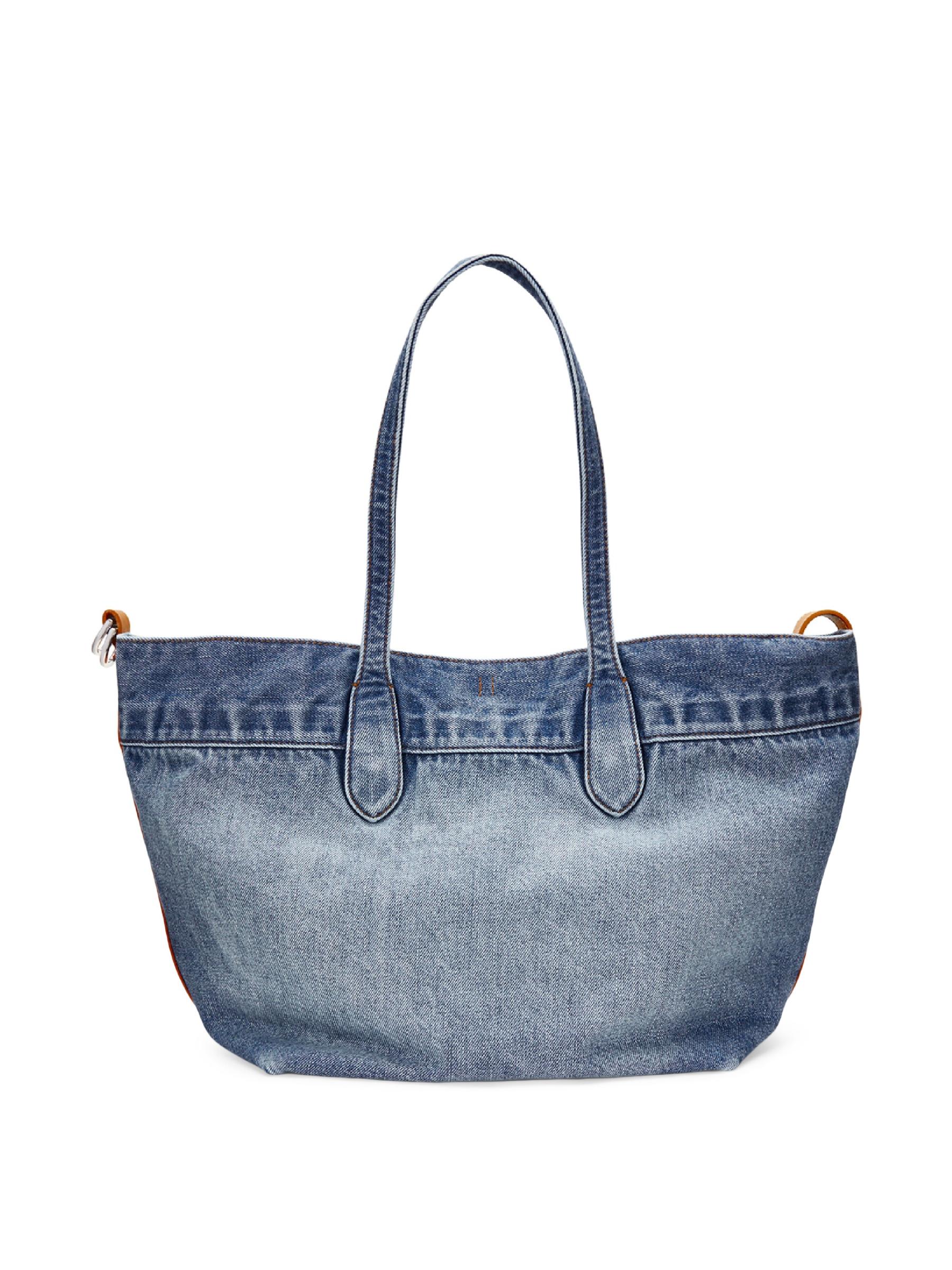 トートバッグ RONRON RIBBON POINTED DENIM TOTE BAG MEDIUM BLUE RR24CBG3801 RIBBON POINTED DENIM TOTE BAG MEDIUM BLUE - RONRON 론론