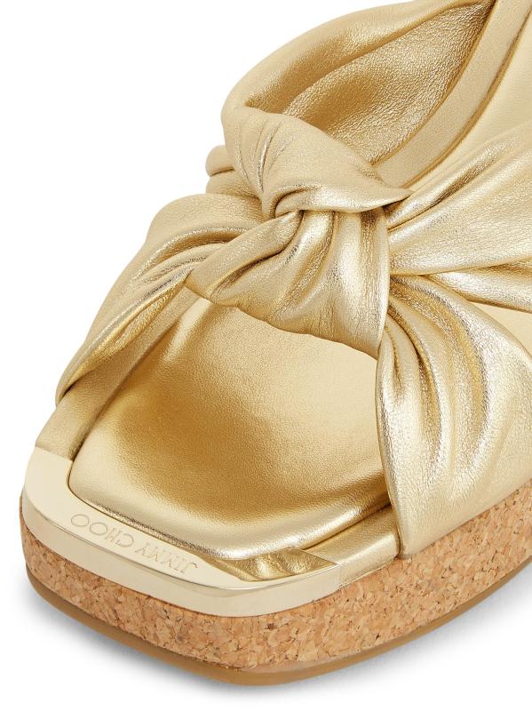 #5: صندل أفينيو 110 50 مم من الجلد المعدني - الذهب