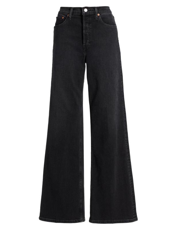 بنطال جينز بخصر مرتفع واسع