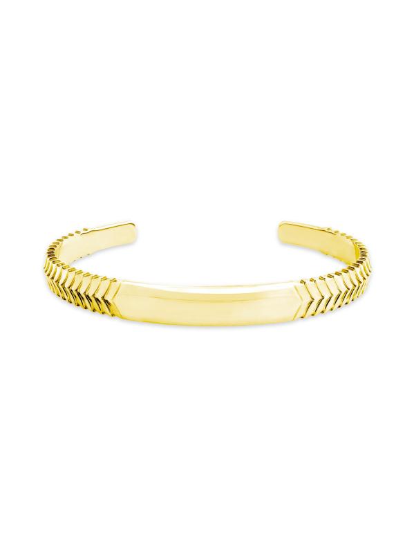Herringbone Torque 14K Gold Cuff Bracelet