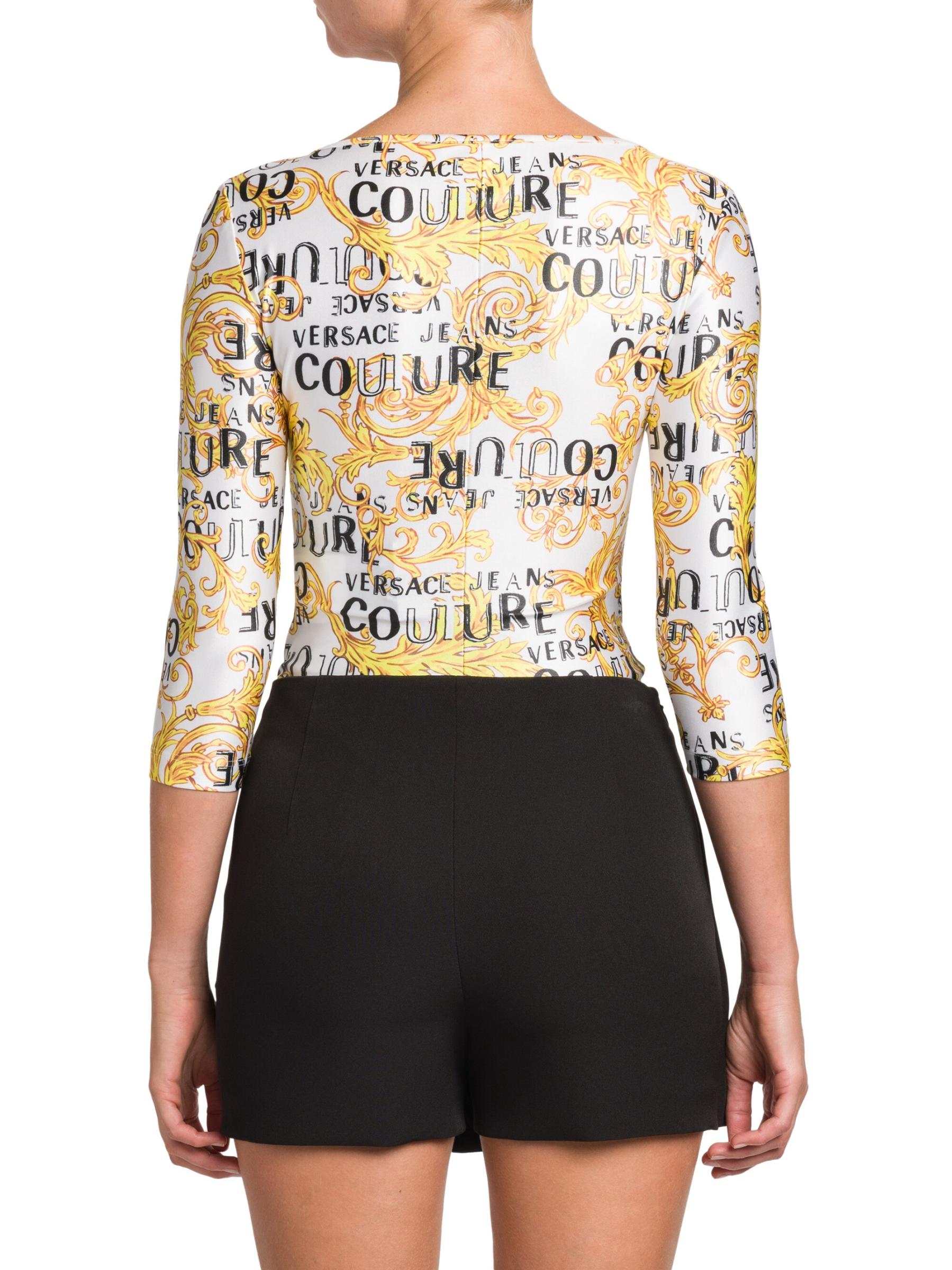 【関税込み】Versace Jeans Couture ピンク ロゴ ボディスーツ Versace Jeans Couture バロックプリント ボディスーツ