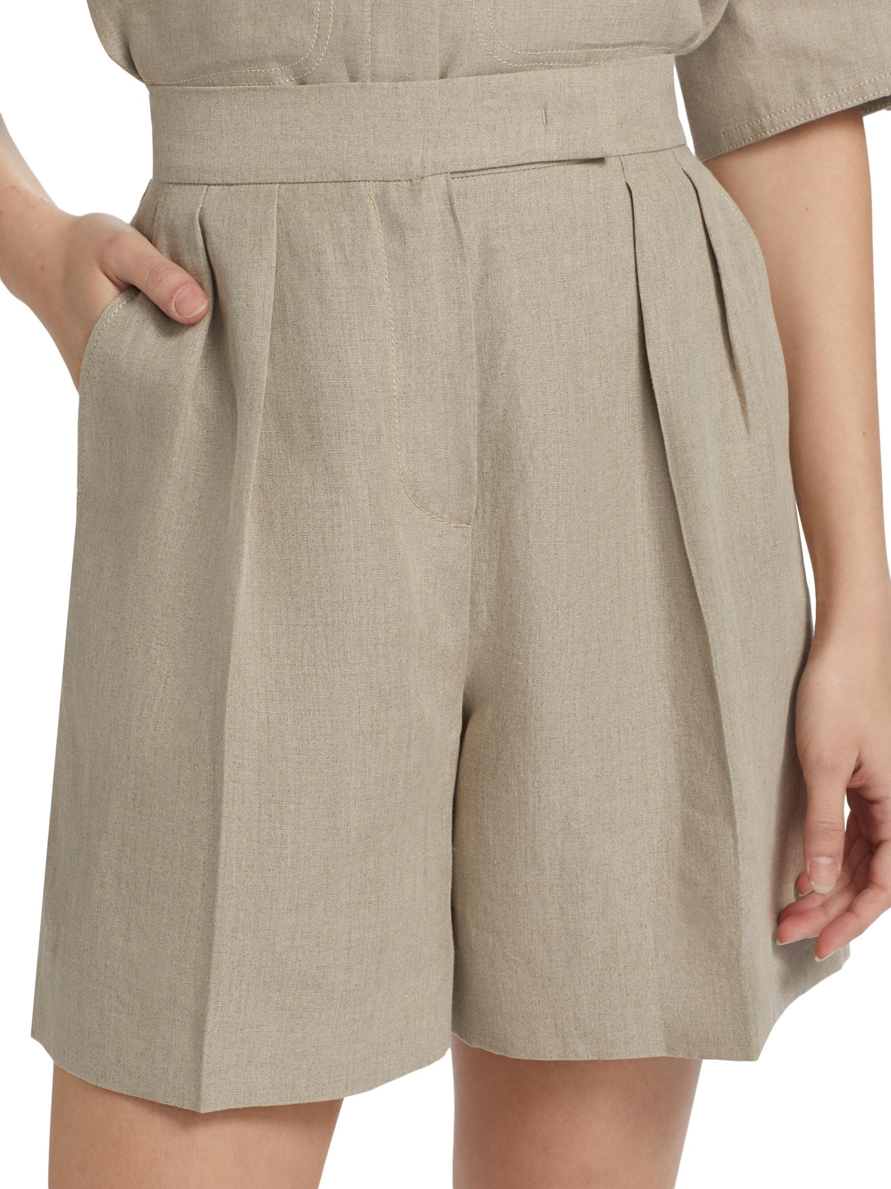 直営♪Max Mara リネン テーラード ショート DINDY MAX MARA Dindy pleated linen straight-leg shorts | NET-A-PORTER