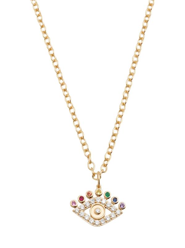 Evil Eye 14K Yellow Gold, Multi-Stone 
X TCW Diamond Pendant Necklace