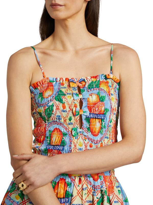 Shop Damson Madder - Fleur Shirred Mini Dress | Saks Fifth