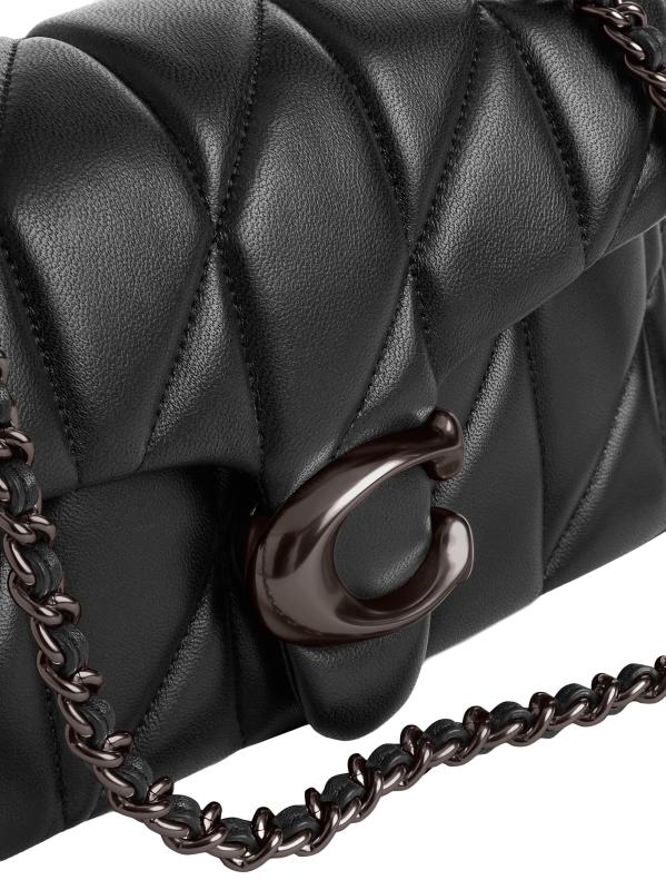 #8: حقيبة الكتف الجلدية المبطنة Tabby - أسود + ذهبي