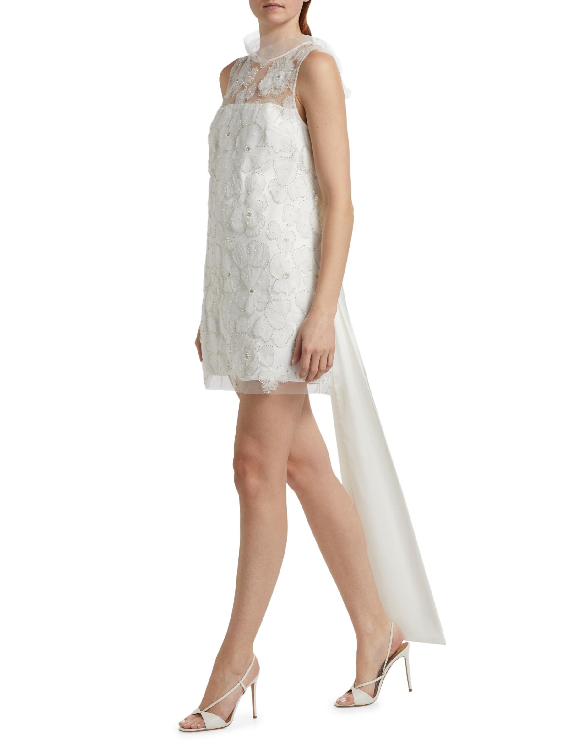 Shop Self-Portrait - Embellished Tulle & Satin Bow Minidress