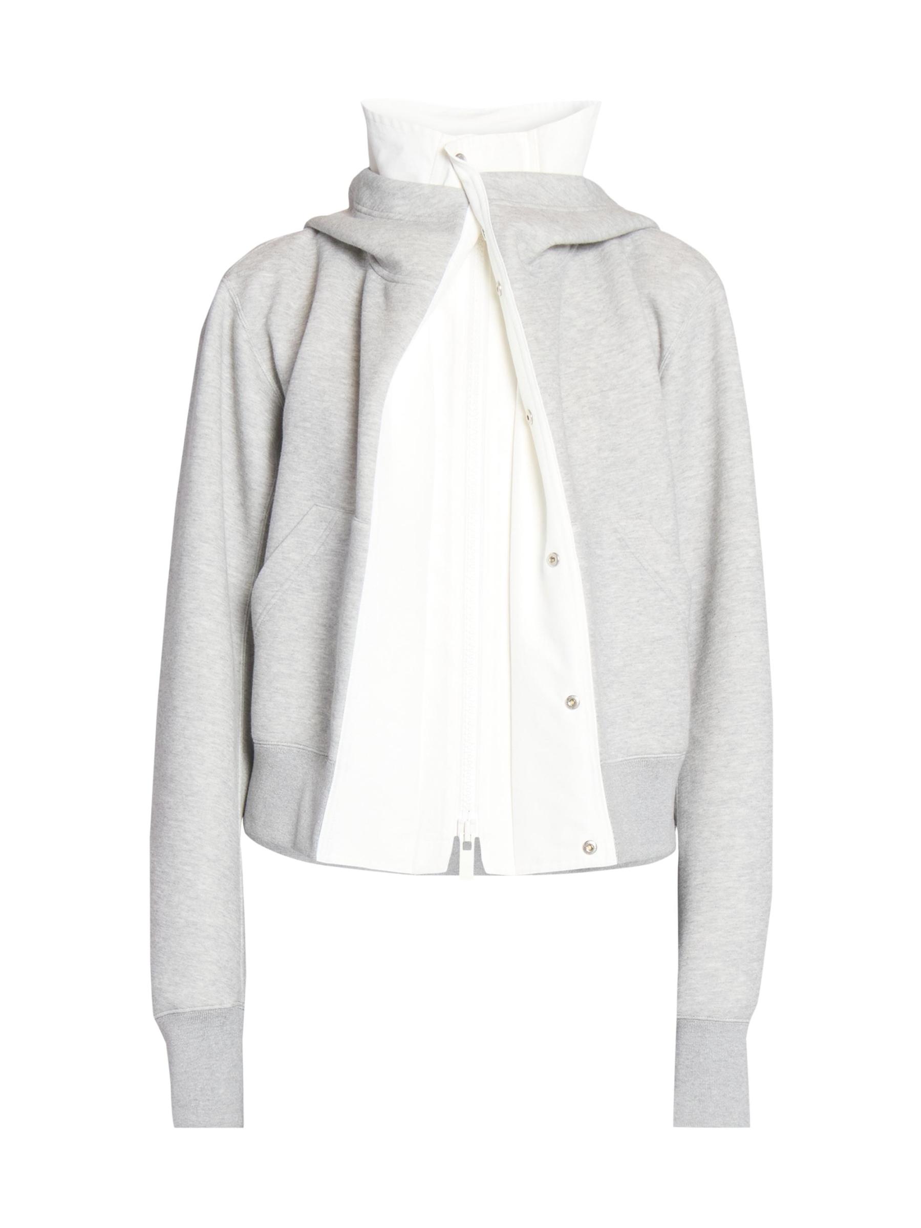 Shop Sacai - Sponge Sweat x Grosgrain Layered Zip-Up Hoodie | Saks
