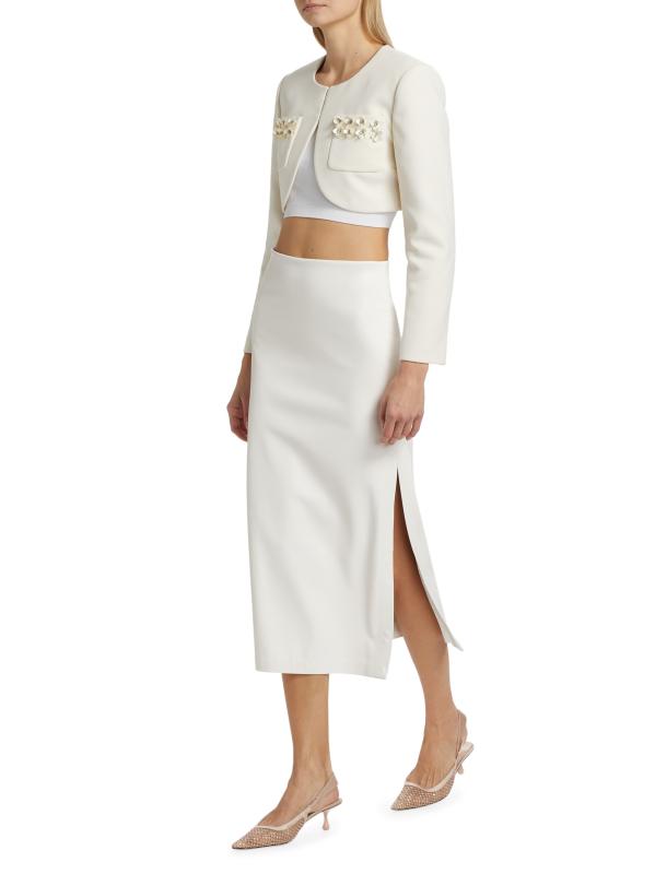Shop Self-Portrait - 3D Sequin Crepe Cropped Jacket | Saks