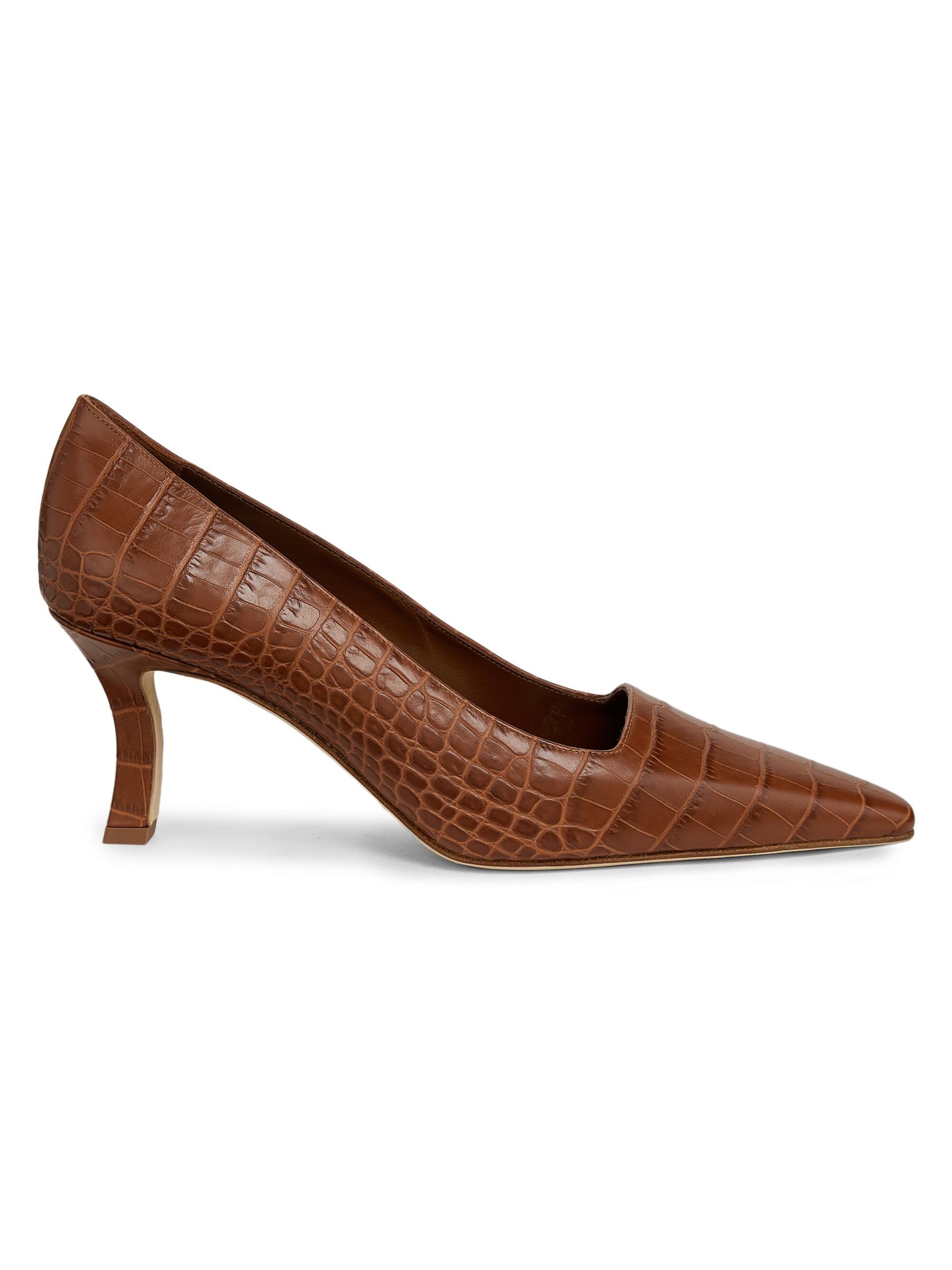 Manolo Blahnik - モイラロ・クロコ型押しレザーパンプス を