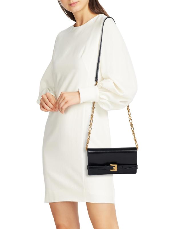 #2: محفظة Shuffle الجلدية على حقيبة السلسلة - أسود